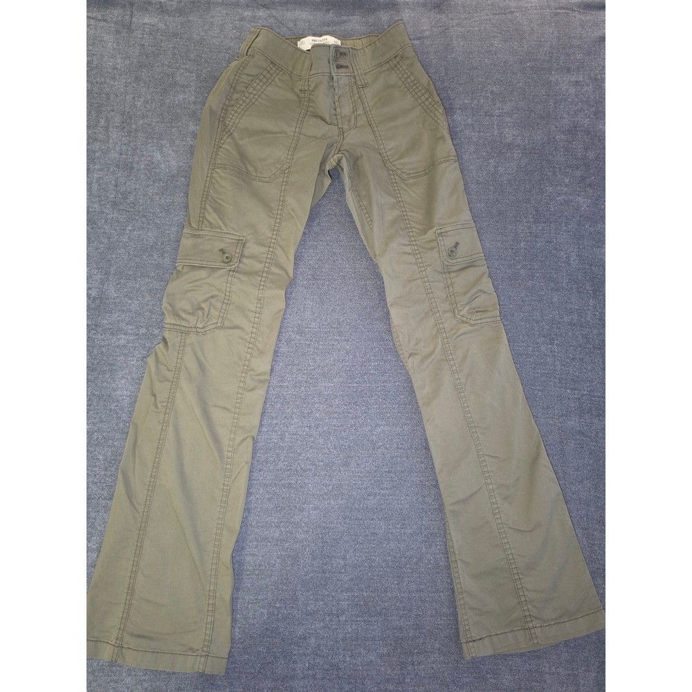 Hollister Mid-Rise Relaxed Boot Cargo Pants Olive Green W23 Regular 000-R